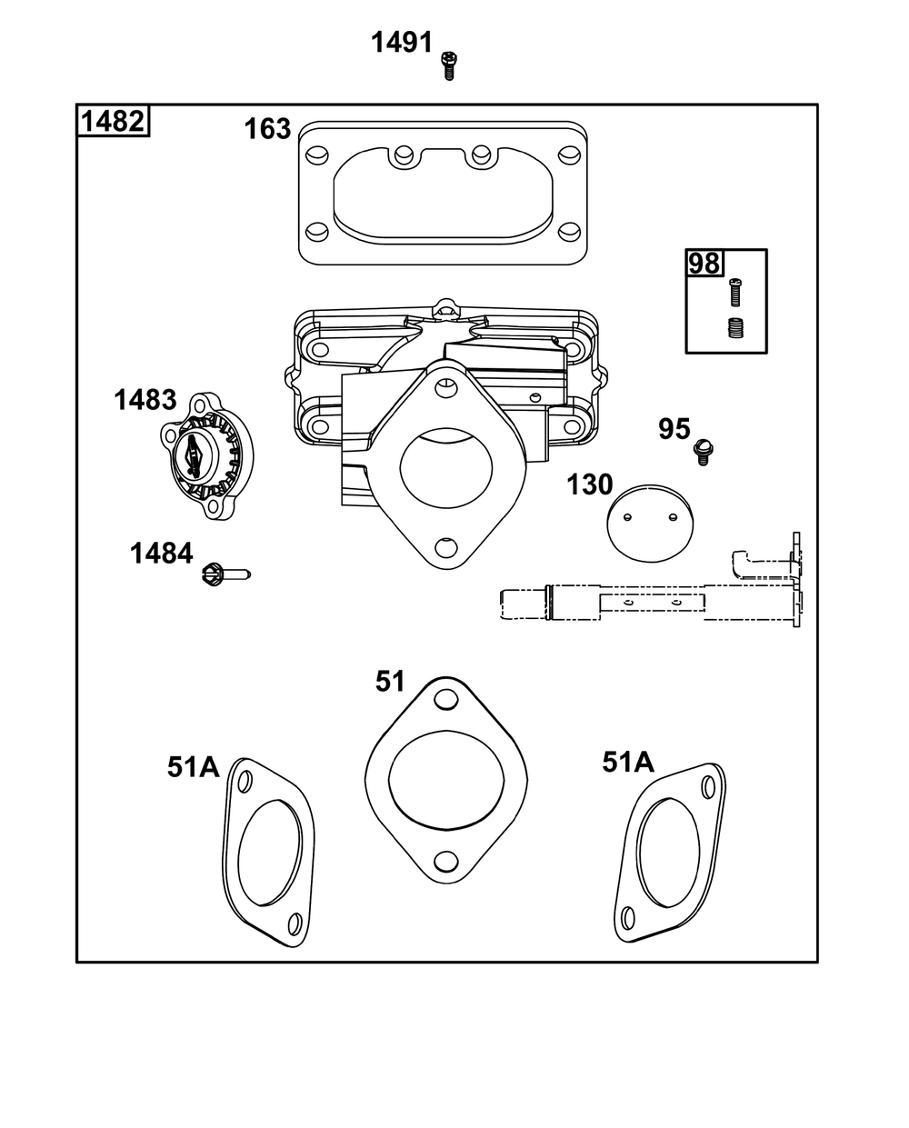 Throttle Body Group Diagram and Parts List for 49E877-0036-Z1  Briggs and Stratton Engine